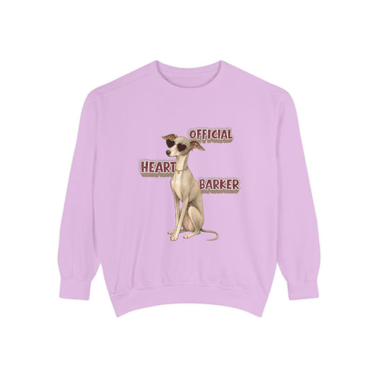 Official Heart Barker garment-dyed sweatshirt in Orchid, front