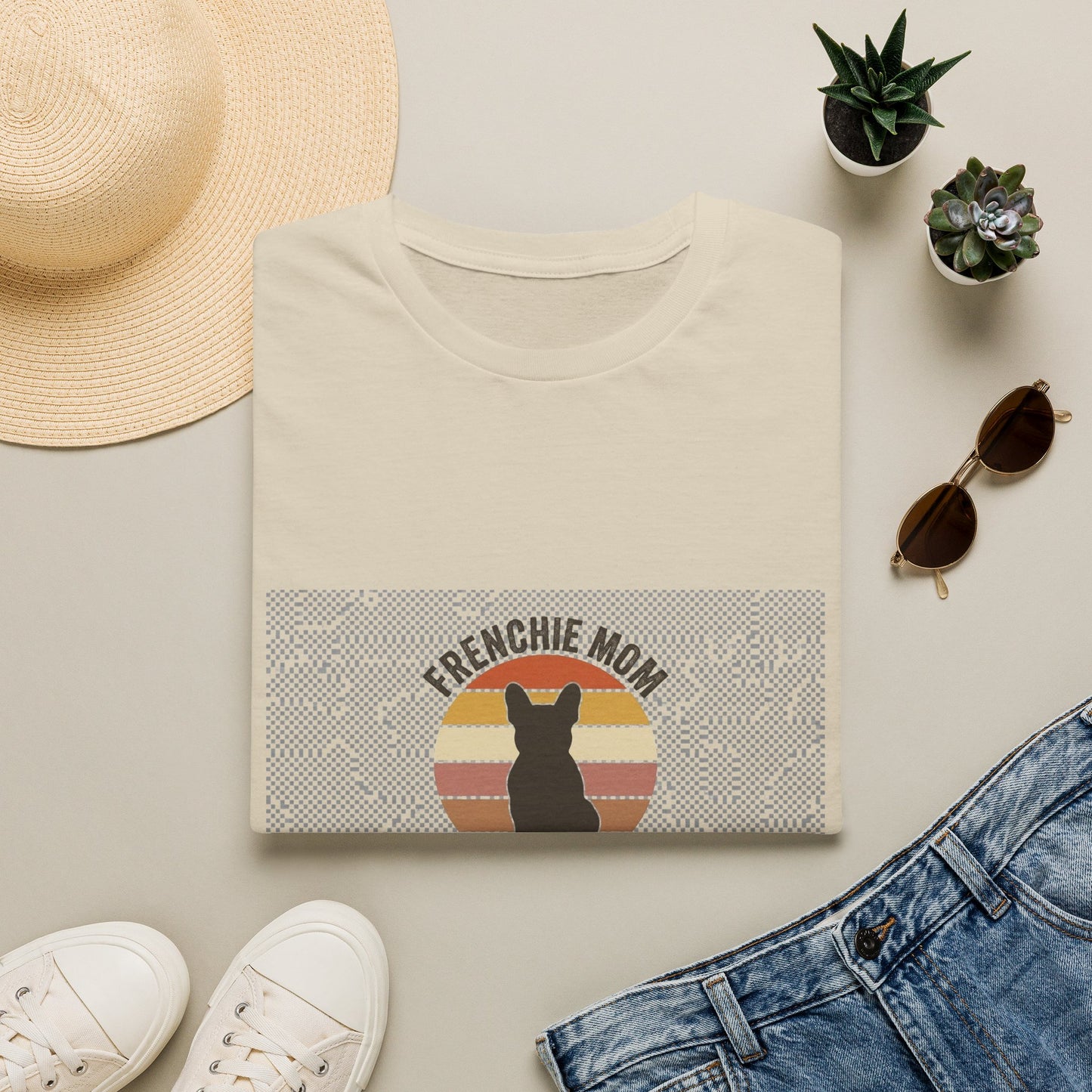 Frenchie Mom Shirt - Retro Sunset French Bulldog Tee