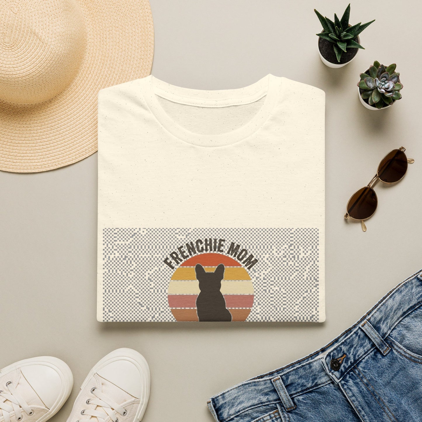 Frenchie Mom Shirt - Retro Sunset French Bulldog Tee