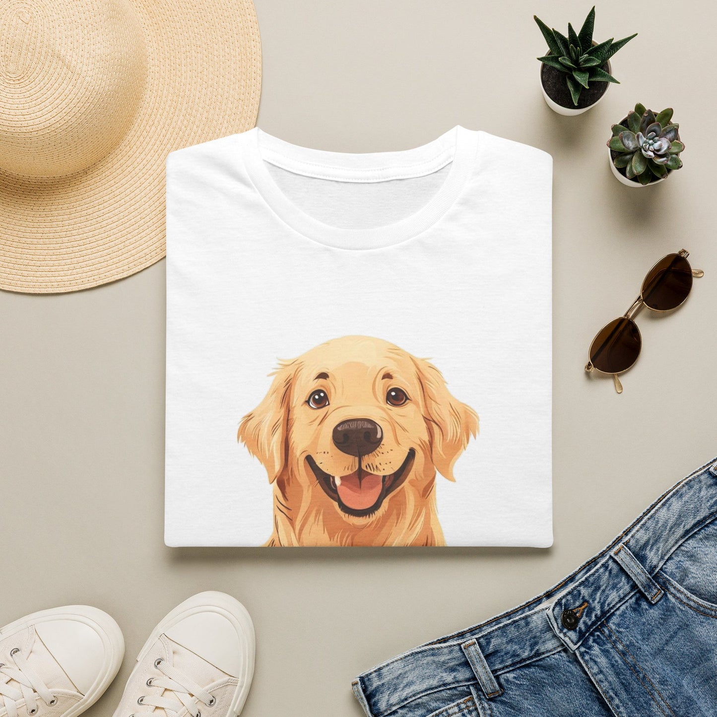 Golden Retriever Mom Shirt - Illustrated Portrait Tee
