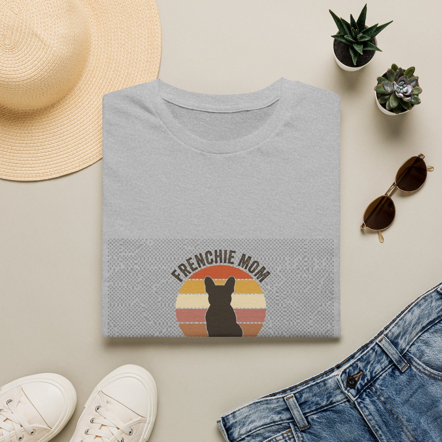 Frenchie Mom Shirt - Retro Sunset French Bulldog Tee