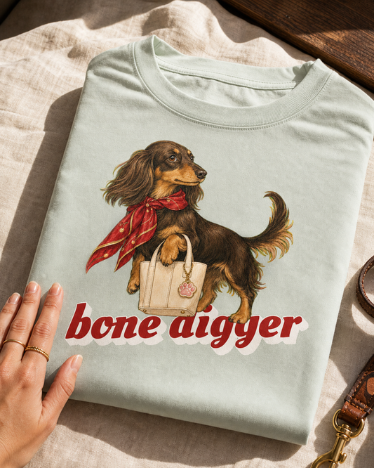 Bone Digger print detail on garment-dyed cotton