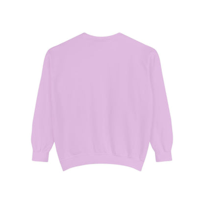 Bow Down garment-dyed sweatshirt in Orchid, back