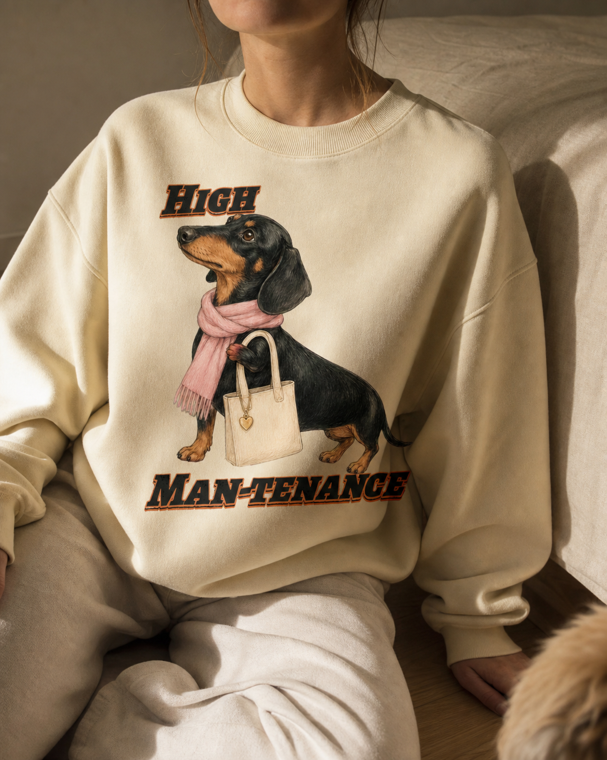 High Man-tenance garment-dyed sweatshirt, worn