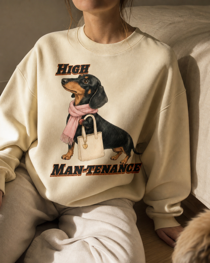 High Man-tenance garment-dyed sweatshirt, worn