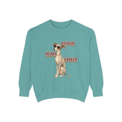 Official Heart Barker garment-dyed sweatshirt in Seafoam, front