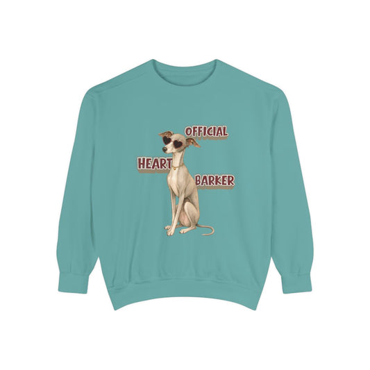 Official Heart Barker garment-dyed sweatshirt in Seafoam, front