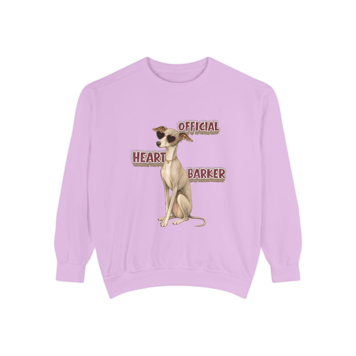 Official Heart Barker garment-dyed sweatshirt in Orchid, front