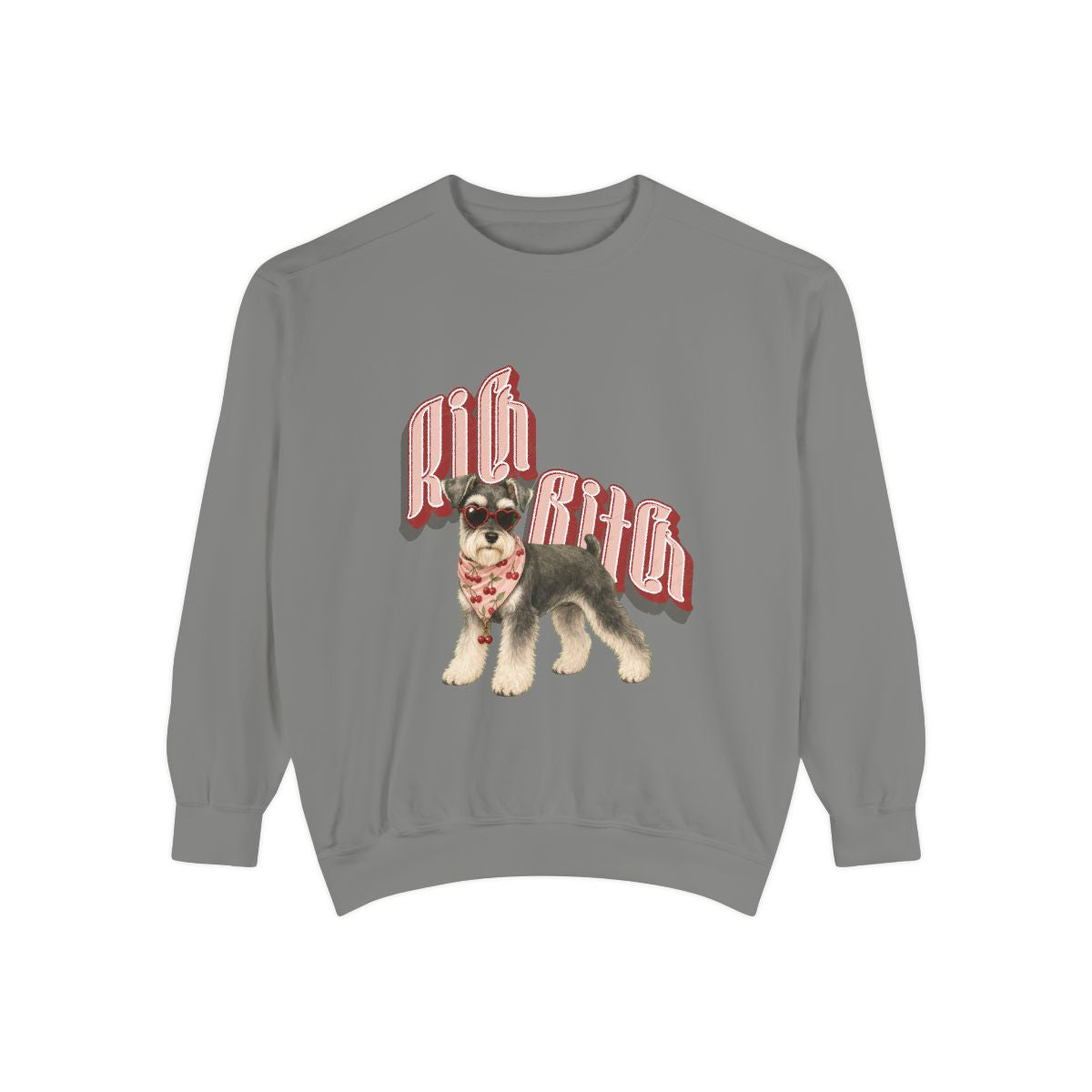 Rich Bitch garment-dyed sweatshirt in Grey, front