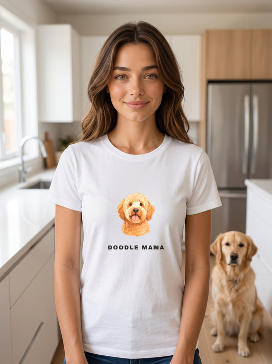 Woman wearing the Doodle Mama tee